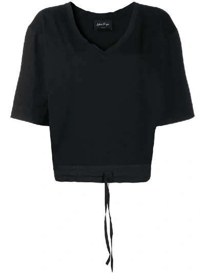 Andrea Ya'aqov Drawstring-hem Short-sleeve T-shirt In Black