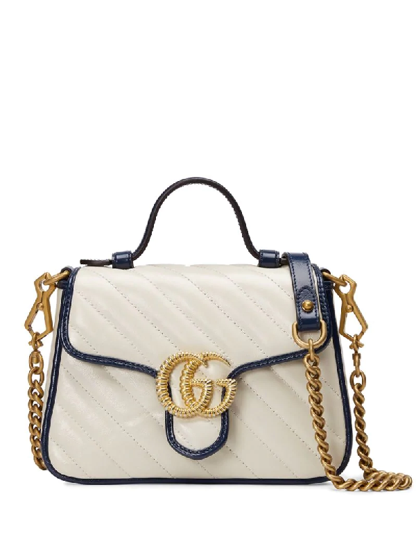Gucci Gg Marmont Mini Top Handle Bag In White | ModeSens