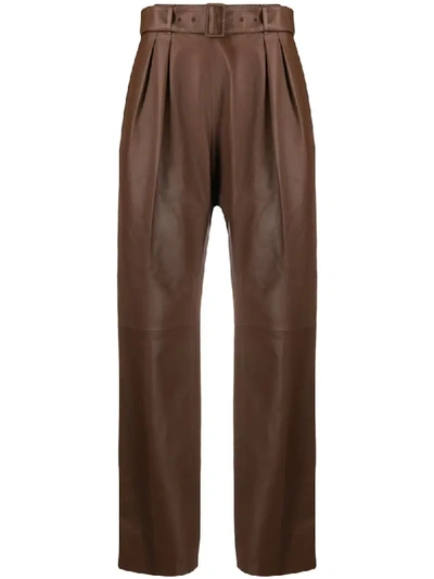 Agnona Belted High Waisted Trousers In Brown