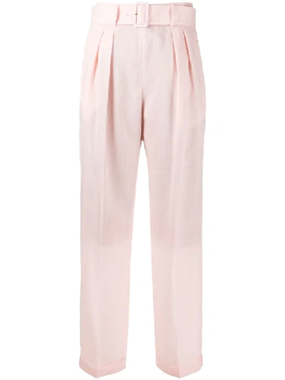 Agnona Belted High Waisted Trousers In Pink