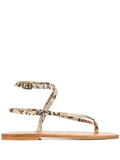 Kjacques Snakeskin Print Sandals In Neutrals