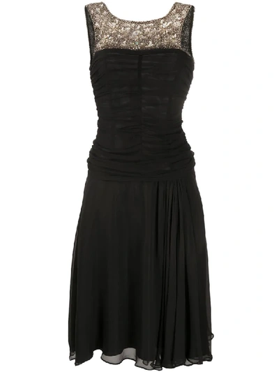 Pre-owned Dolce & Gabbana Gerafftes Kleid In Black