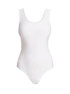 Commando Butter Scoop Neck Tank Thong Bodysuit In White