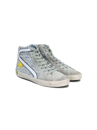 Golden Goose Kids' Slide Hi-top Trainers In Metallic