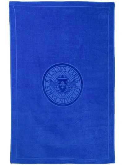 Balmain Kids' Central Logo Towel In Blue