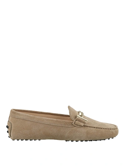 Tod's Gommino Suede Loafers In Taupe