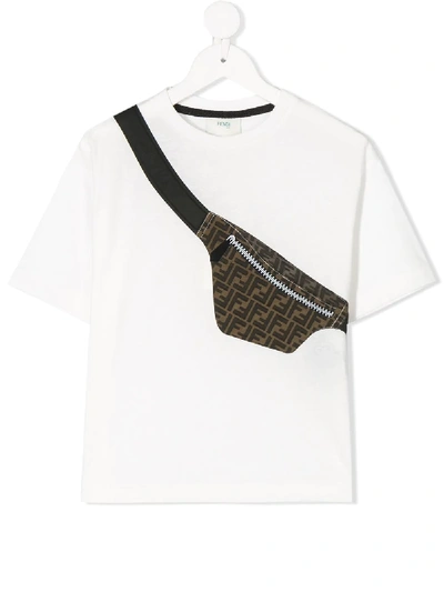 Fendi Teen Belt Bag-print T-shirt In White