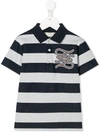 FENDI STRIPED KARLIGRAPHY MOTIF POLO SHIRT