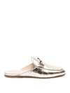 TOD'S CROCODILE PRINT LEATHER DOUBLE T MULES