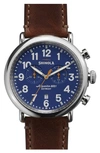 SHINOLA THE RUNWELL CHRONO LEATHER STRAP WATCH, 47MM,S0110000115