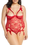 OH LA LA CHERI ZARA UNDERWIRE OPEN CUP OPEN GUSSET LACE TEDDY,50-10112X