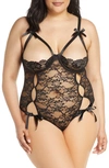 OH LA LA CHERI ZARA UNDERWIRE OPEN CUP OPEN GUSSET LACE TEDDY,50-10112X