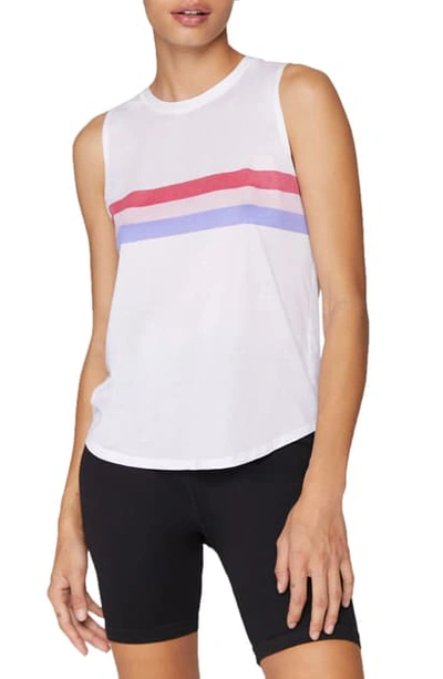 Spiritual Gangster Stripe Active Muscle Tank In White