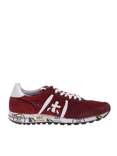 Premiata Eric 4739 Drilled Suede Sneakers In Red