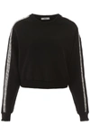 AREA AREA CRYSTAL EMBELLISHED CROPPED SWEATSHIRT