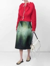 CALVIN KLEIN 205W39NYC PRINTED GLOSSED-LEATHER MIDI SKIRT