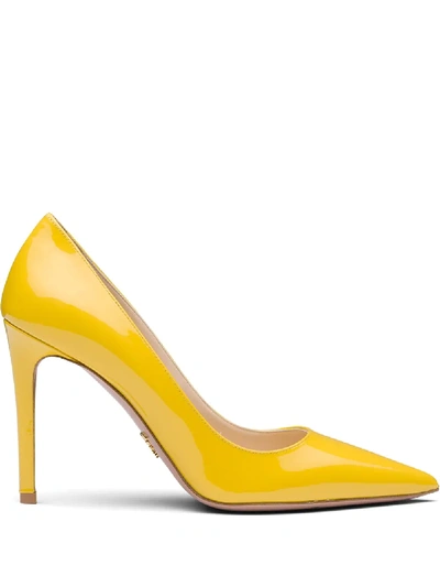 Prada Pointed 100 Pumps In Yellow