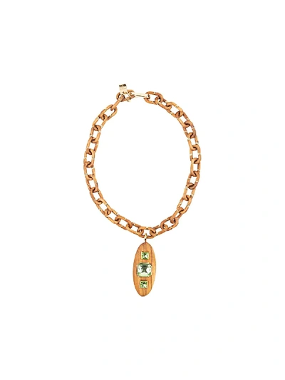 Prada Peridot-embellished Necklace In Brown