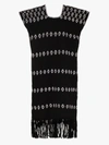 Pippa Holt Embroidered Fringe-hem Kaftan Dress In Black