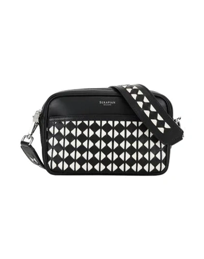 Serapian Two-tone Woven Leather Shoulder Bag In Black