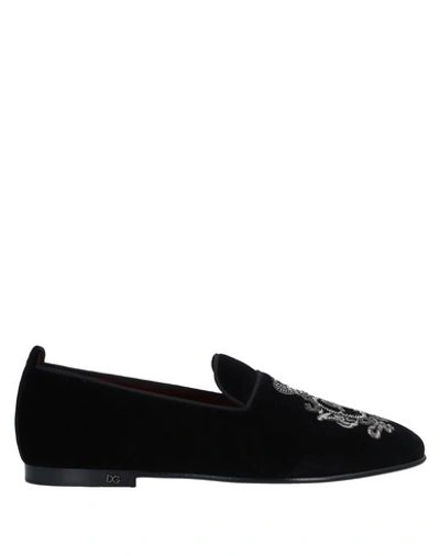 Dolce & Gabbana Velvet Loafer In Black
