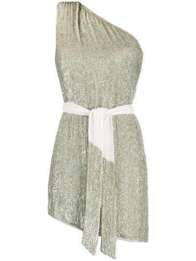 Retroféte One-shoulder Sequinned Mini Dress In Neutrals