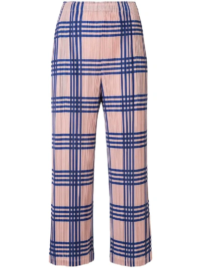 Issey Miyake Vi Glen Check Cropped Trousers In Pink