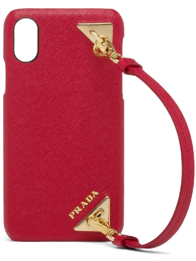 Prada Saffiano Leather Cover Iphone X And Xs Case In Red