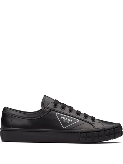 Prada Men's Shoes Leather Trainers Sneakers In Black