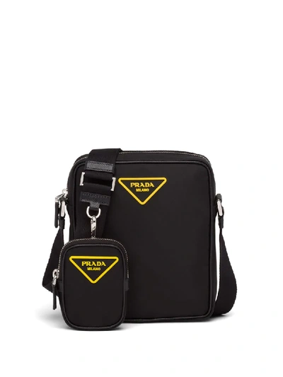 Prada Nylon Shoulder Bag + Pouch In Black