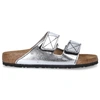 Proenza Schouler + Birkenstock Arizona Topstitched Metallic Leather Sandals In Silver