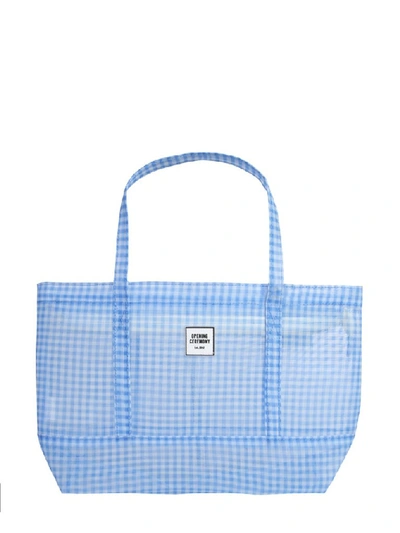 Opening Ceremony Gingham Chinatown Small Light Blue Polyester Tote