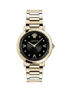 Versace Pop Chic Lady Two-tone Ip Gold Stainless Steel Analog Bracelet Strap Watch In Black/gold