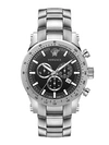 Versace Chrono Sporty Stainless Steel Chronograph Watch In Black/silver