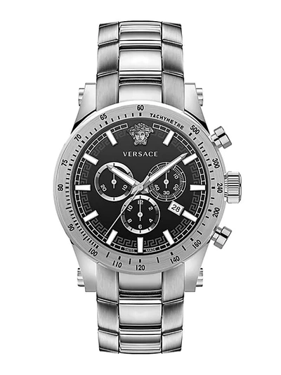Versace Chrono Sporty Stainless Steel Chronograph Watch In Black/silver