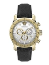 VERSACE CHRONO SPORTY TWO-TONE STAINLESS STEEL & LEATHER STRAP CHRONOGRAPH WATCH,0400012717075
