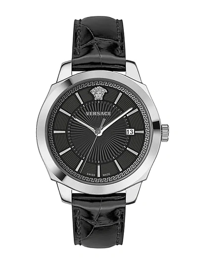 Versace Icon Classic Stainless Steel Leather-strap Watch