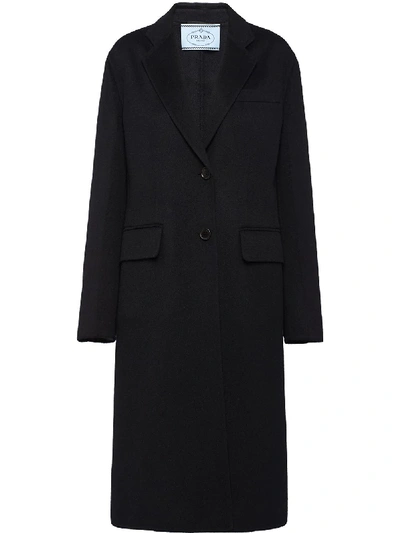 Prada Garbadine Single-breasted Coat In Black