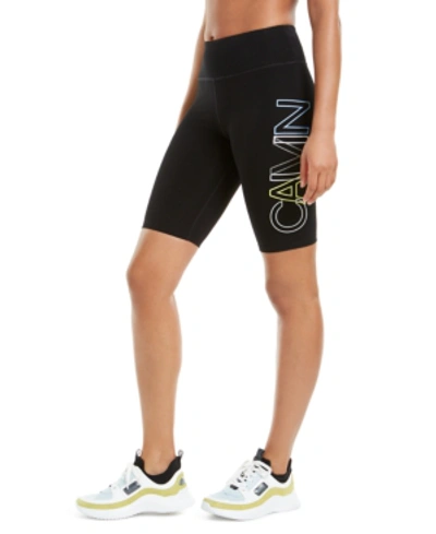 Calvin Klein Performance Outline-logo Bike Shorts In Nude Beige Combo