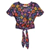 TOMCSANYI Palma Tie Front Button Top ‘Doodle Flower’