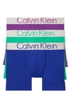 Calvin Klein Steel Micro 3-pack Boxer Briefs In Jubilee Open Ocean Envy