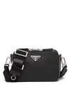 Prada Blue Brique Bag In Re-nylon And Saffiano Leather In Black