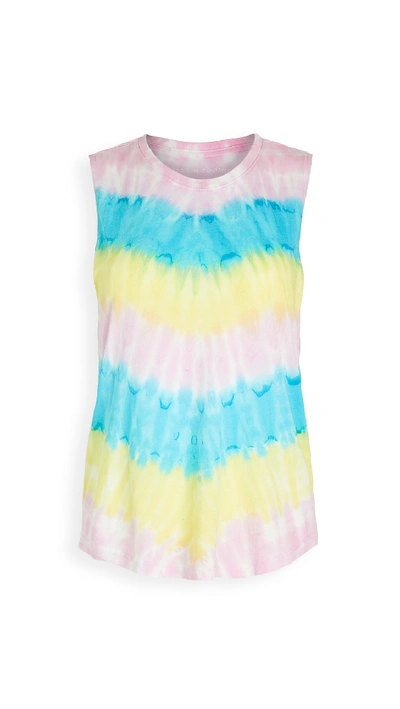 Spiritual Gangster Tie Dyed Muscle Tank Top In Highlighter