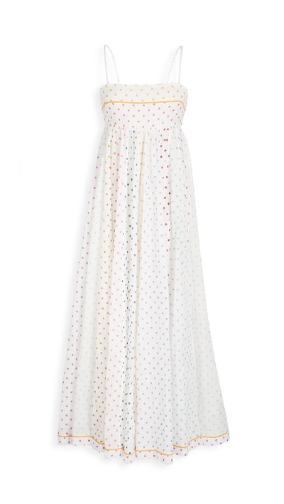 Zimmermann Bellitude Polka-dot Cotton-voile Maxi Dress In Ivory/polka Dot