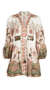 ZIMMERMANN Empire Batik Linen Short Dress