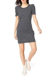 Court & Rowe Classic Stripe Puff Short Sleeve Cotton Dress In Blue Night