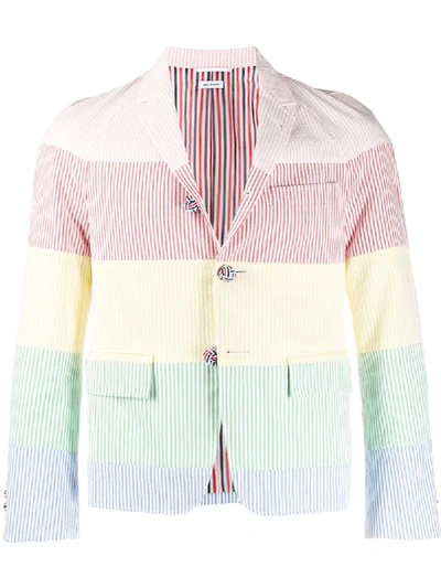 Thom Browne Rainbow Stripe Raglan Sport Coat In Pink