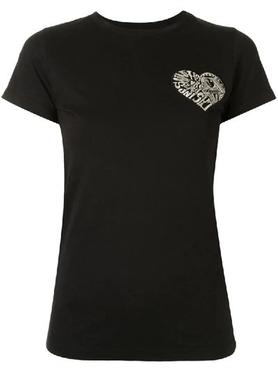 Paule Ka Heart Detail T-shirt In Black