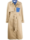 Sjyp Contrast Trench Coat In Neutrals