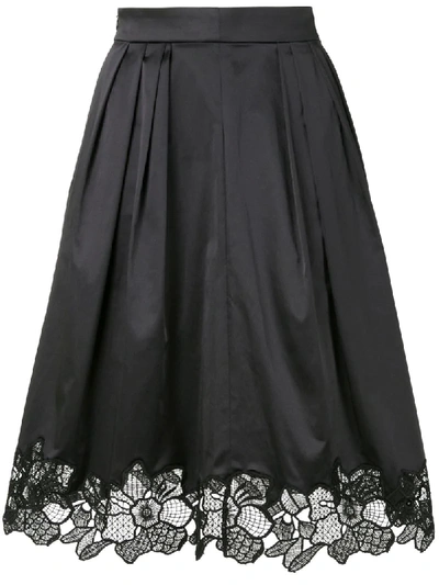 Paule Ka Lace Trim Skirt In Black